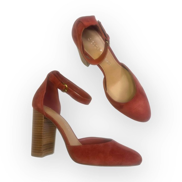 Gibson Latimer Shoes - Gibson And Latimer Finley D'orsay Pump Heel Size 8.5 Rust Burned Orange Suede